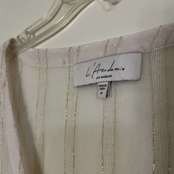 L'academie chiffon sheer button down shimmer top size Medium - Picture 2 of 7